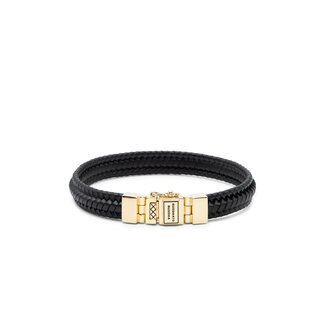 Buddha to Buddha Armband Edwin Leather Small Verguld Black