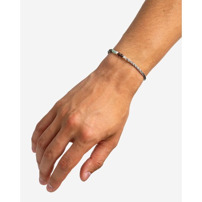 Stacking Armband Spirit Bead Zilver Aventurine Smokey Quartz