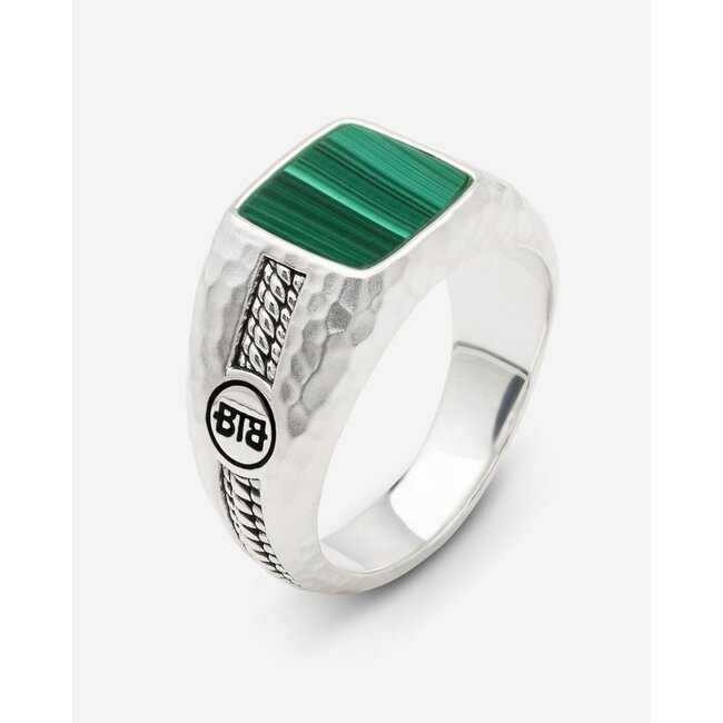 Ring Tangguh Small Zilver Malachite