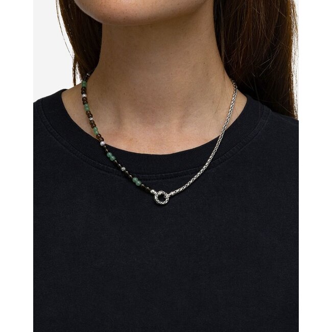 Stacking Ketting Spirit Bead Zilver Aventurine Smokey Quartz