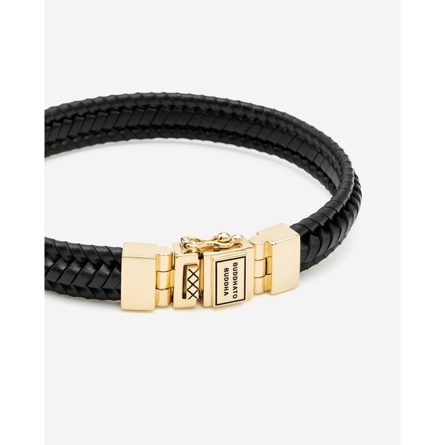 Armband Edwin Leather Small Verguld Black