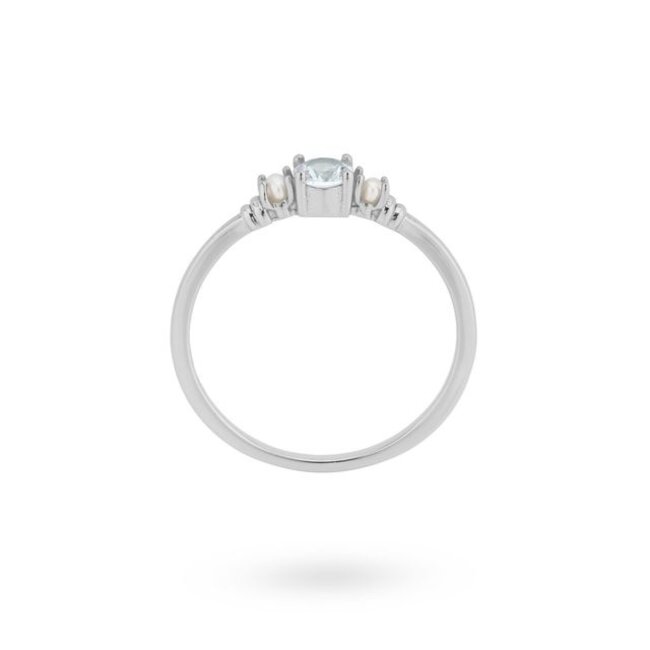 Ring met parels en gekleurde steen - 124166S