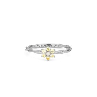 24Kae Ring met bloem en parel - 124170S