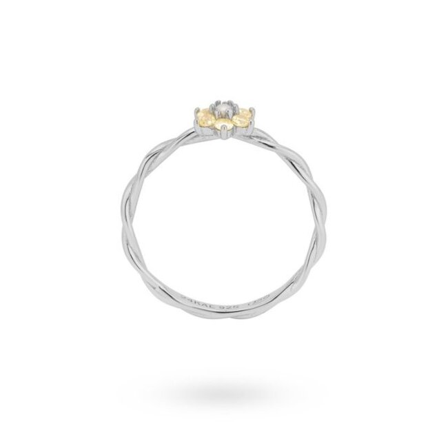 Ring met bloem en parel - 124170S