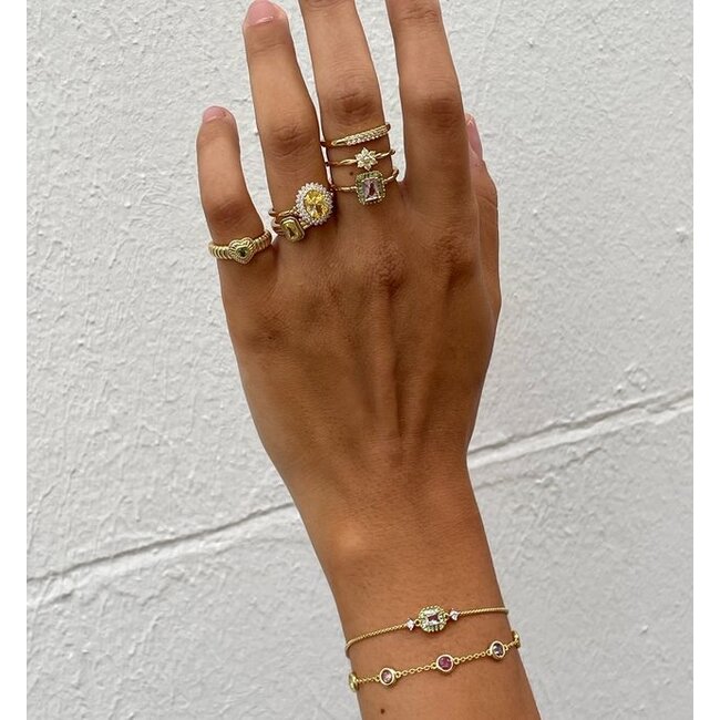 Ring met bloem en parel - 124170Y