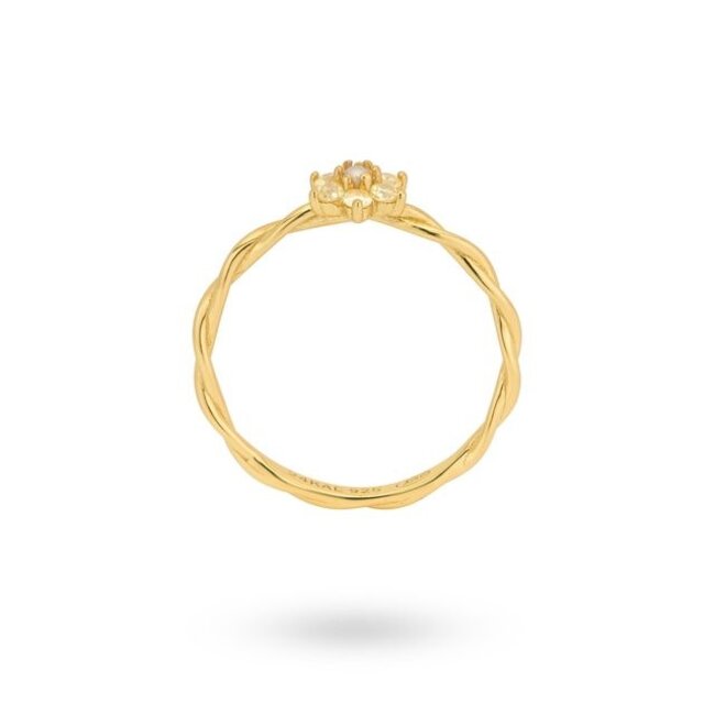 Ring met bloem en parel - 124170Y
