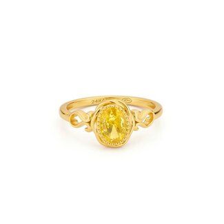 24Kae Vintage look ring met ovale steen - 124173Y