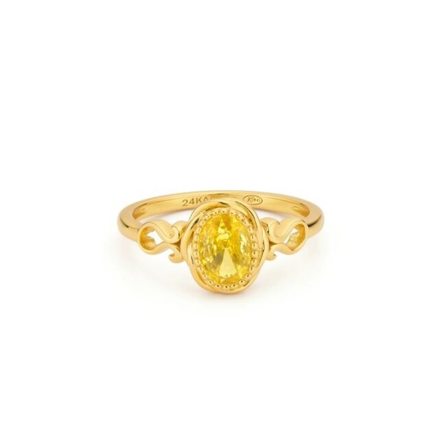 Vintage look ring met ovale steen - 124173Y