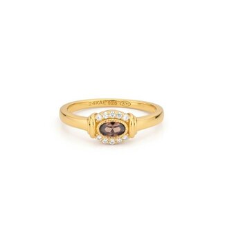 24Kae Ring met ovale steen en details - 124174Y