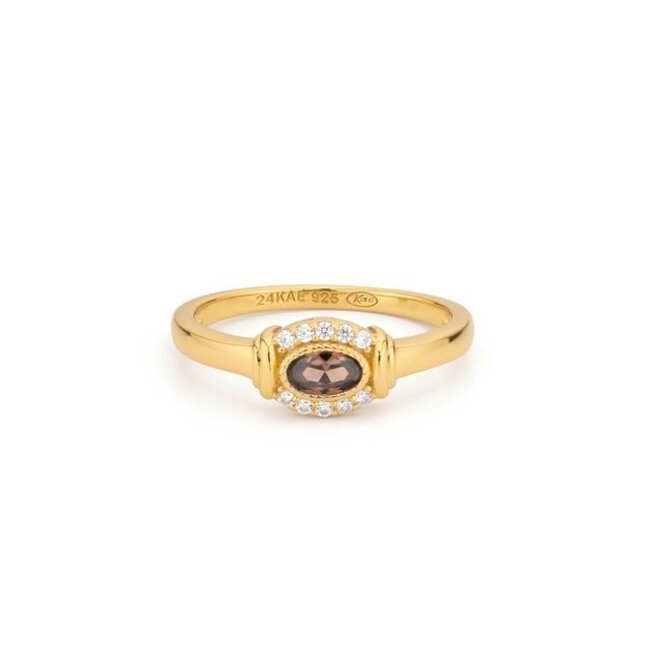 Ring met ovale steen en details - 124174Y