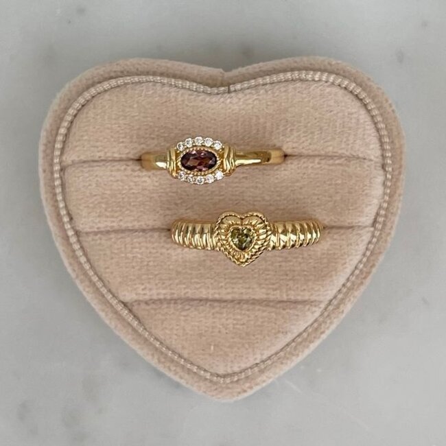 Ring met ovale steen en details - 124174Y