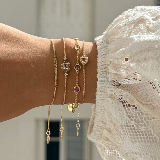 Armband met roze hartvormige steen - 22484Y