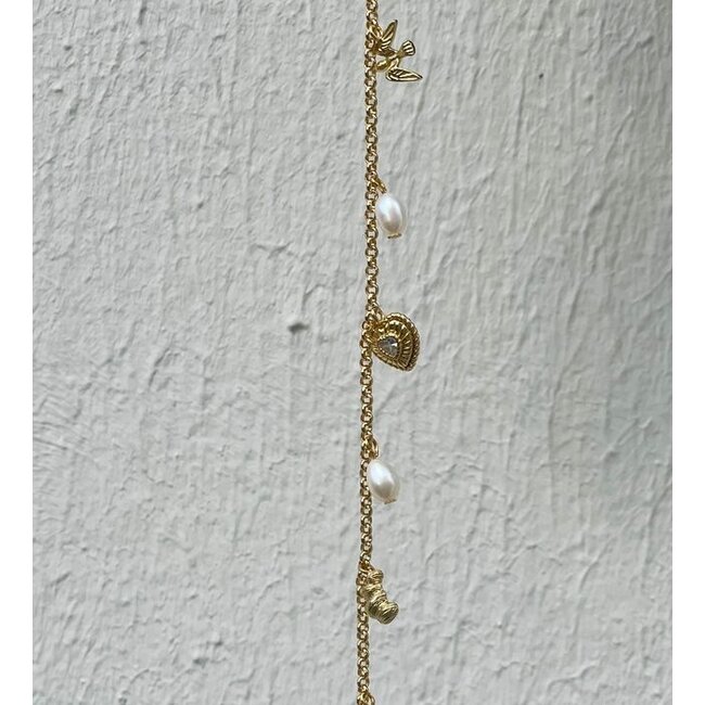 Bedelarmband met zoetwater parels - 22498Y