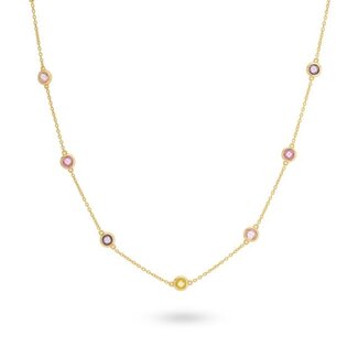 24Kae Ketting met ronde pastelstenen - 32495Y
