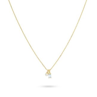 24Kae Ketting met gekleurde steen en zoetwater parel - 32497Y
