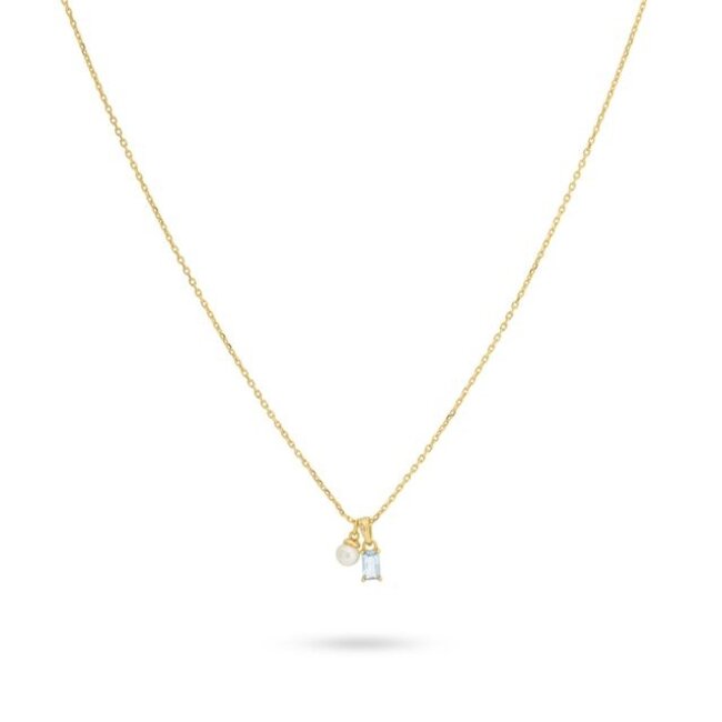 Ketting met gekleurde steen en zoetwater parel - 32497Y