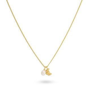 24Kae Ketting met croissant hanger en zoetwater parel - 32498Y