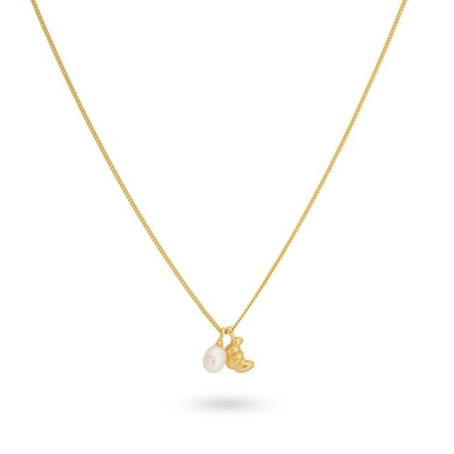 Ketting met croissant hanger en zoetwater parel - 32498Y