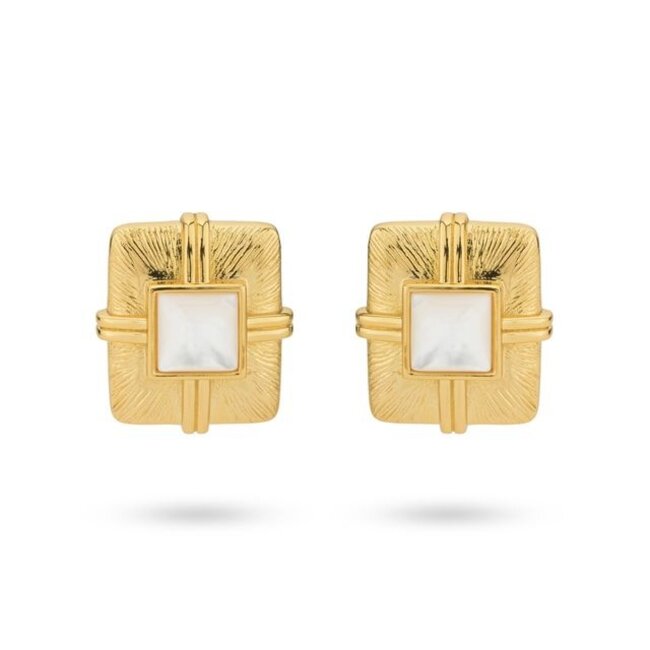 Vintage look oorstud met mother of pearl - 424132Y