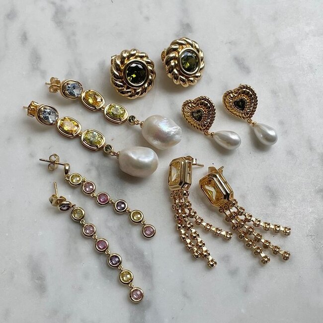 Oorbel met gekleurde stenen - 424139Y