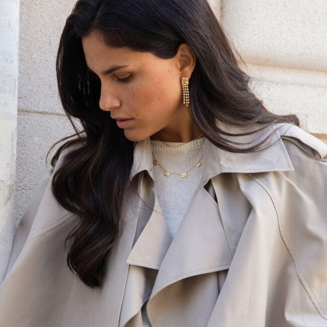 Oorbel met gekleurde steen en slierten - 424146Y