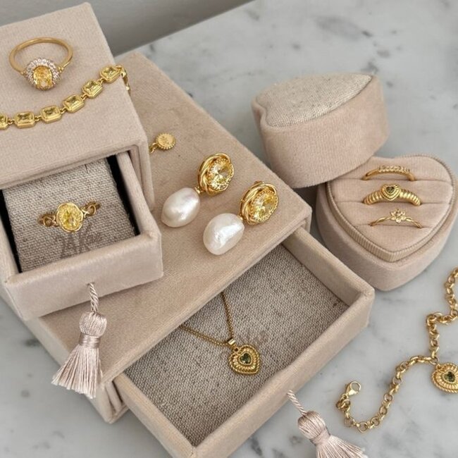 Oorbel met gekleurde steen en zoetwater parel - 424147Y