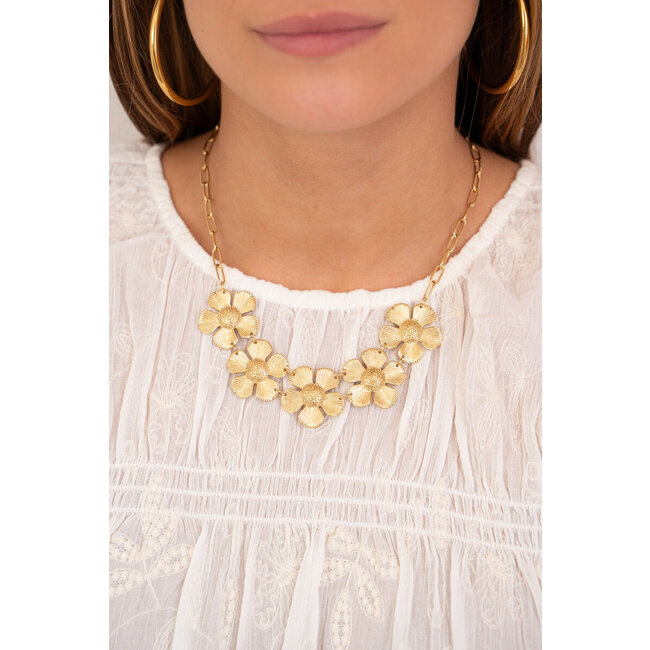 Schakel ketting met bloemen