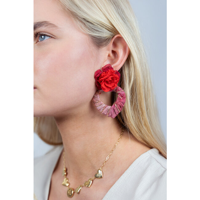 Statement oorhangers met roos & hart