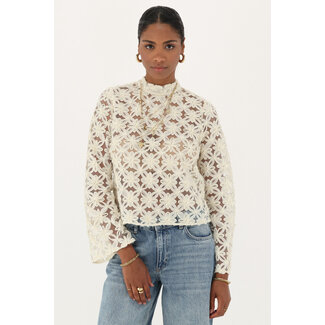 My Jewellery Beige mesh top met bloemen