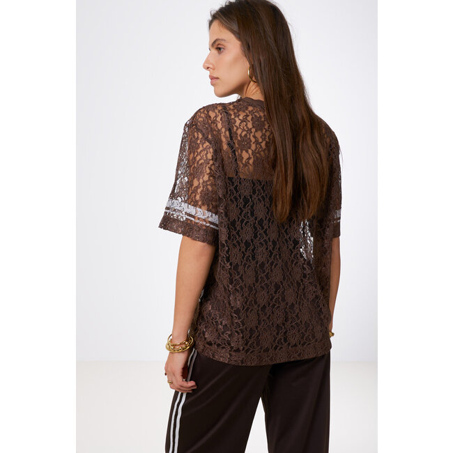 Bruine kanten top "New York Avenue"