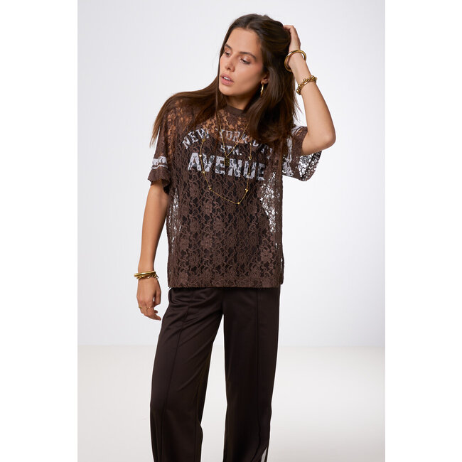 Bruine kanten top "New York Avenue"