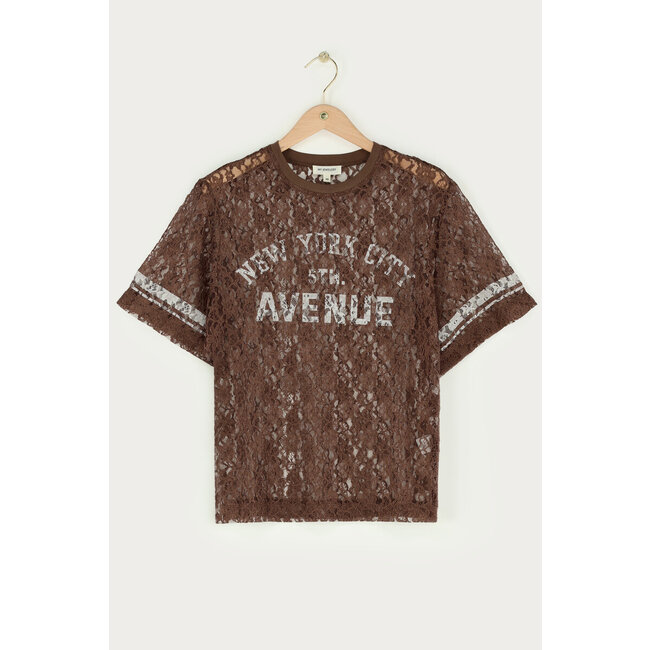 Bruine kanten top "New York Avenue"