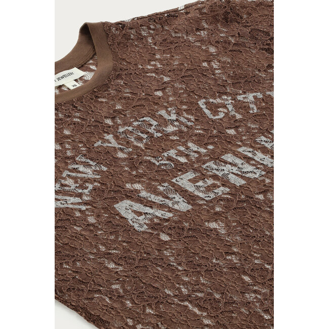 Bruine kanten top "New York Avenue"