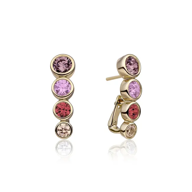 Tube Push Back Oorbellen Multicoloured Zirconia