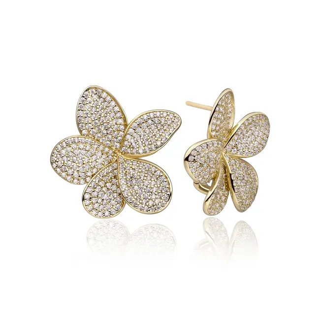 Flora Push Back Oorbellen Zirconia