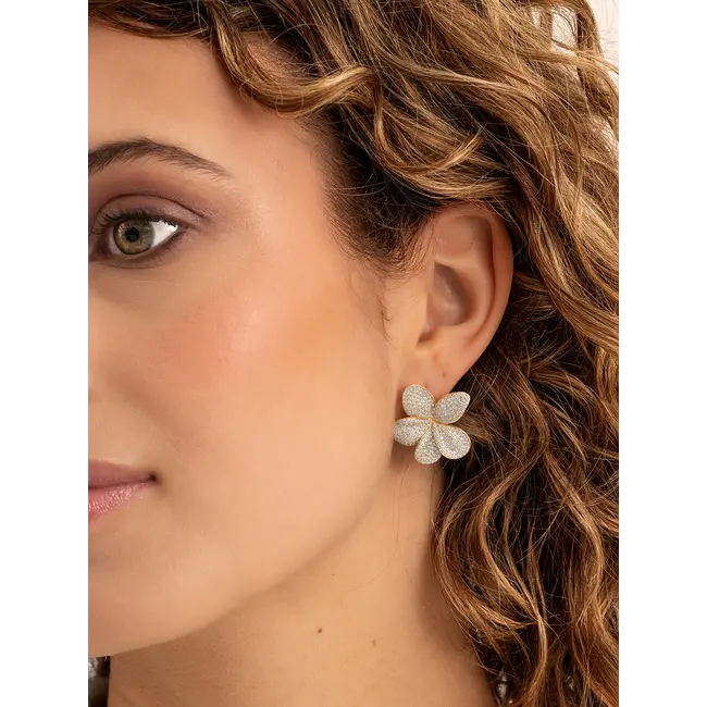 Flora Push Back Oorbellen Zirconia