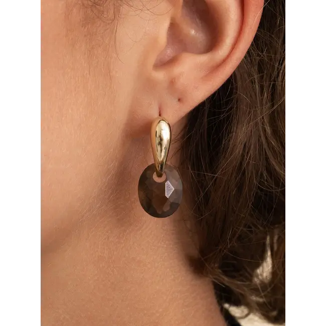 Oorbel Edelstenen Small Oval Smoky Quartz