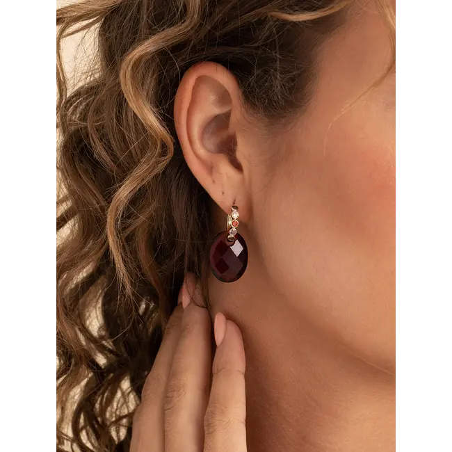 Oorbel Edelstenen Medium Oval Ruby Quartz