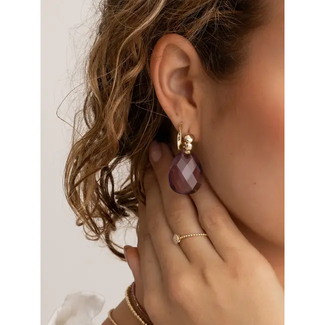 Oorbel Edelstenen Afterglow Aubergine Quartz