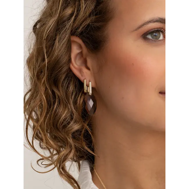 Oorbel Edelstenen Leaf Aubergine Quartz