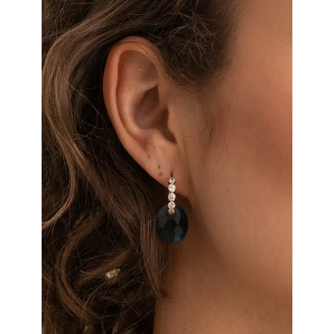 Oorbel Edelstenen Medium Oval Ocean Topaz Quartz