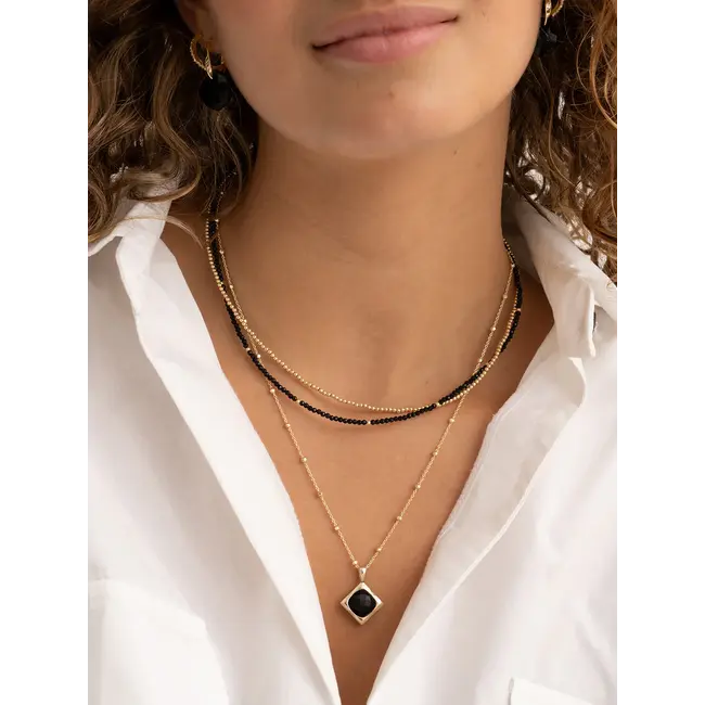 Kralen Ketting 2mm Onyx 42cm +2cm