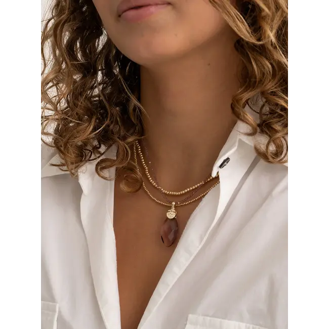 Pendant Edelsteen Leaf Aubergine Quartz