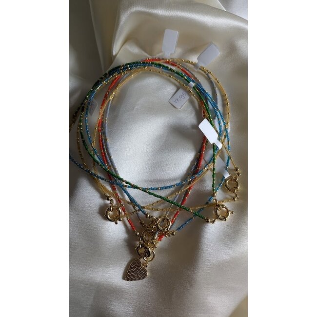 Ketting Met Fijne Kralen 1MM - Blauw