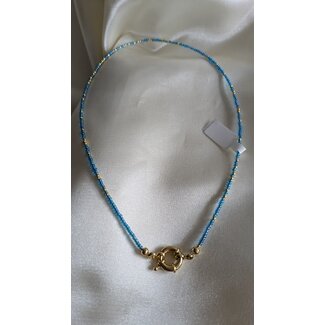 Fushi Amsterdam Ketting Met Fijne Kralen 1MM - Blauw