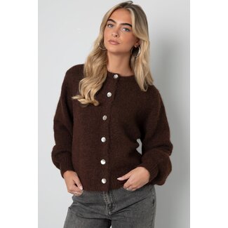 Gimme Fashion Gebreid vest - Donkerbruin