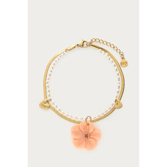 My Jewellery Botanical dubbele armband met peach bloem