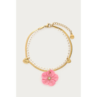 My Jewellery Botanical dubbele armband met roze bloem