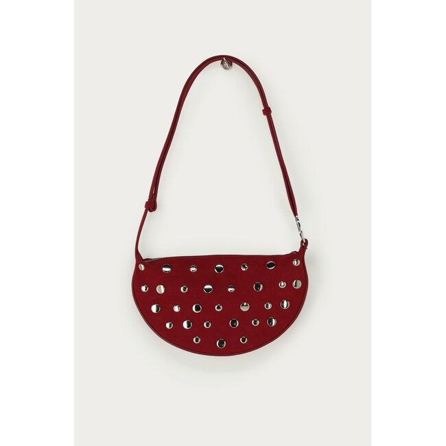 Donkerrode crossbody tas met studs