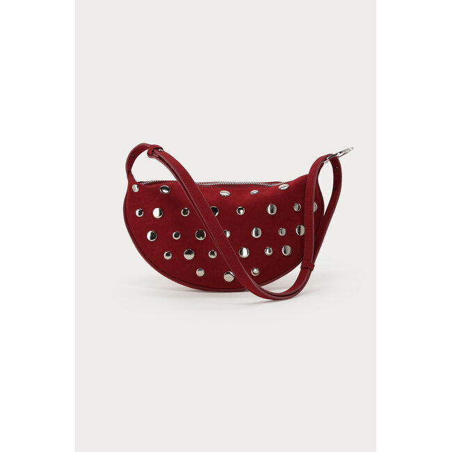 Donkerrode crossbody tas met studs